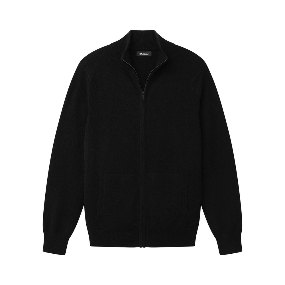 NAADAM 3/4 Zip Wool Cashmere Pullover Sweater Black